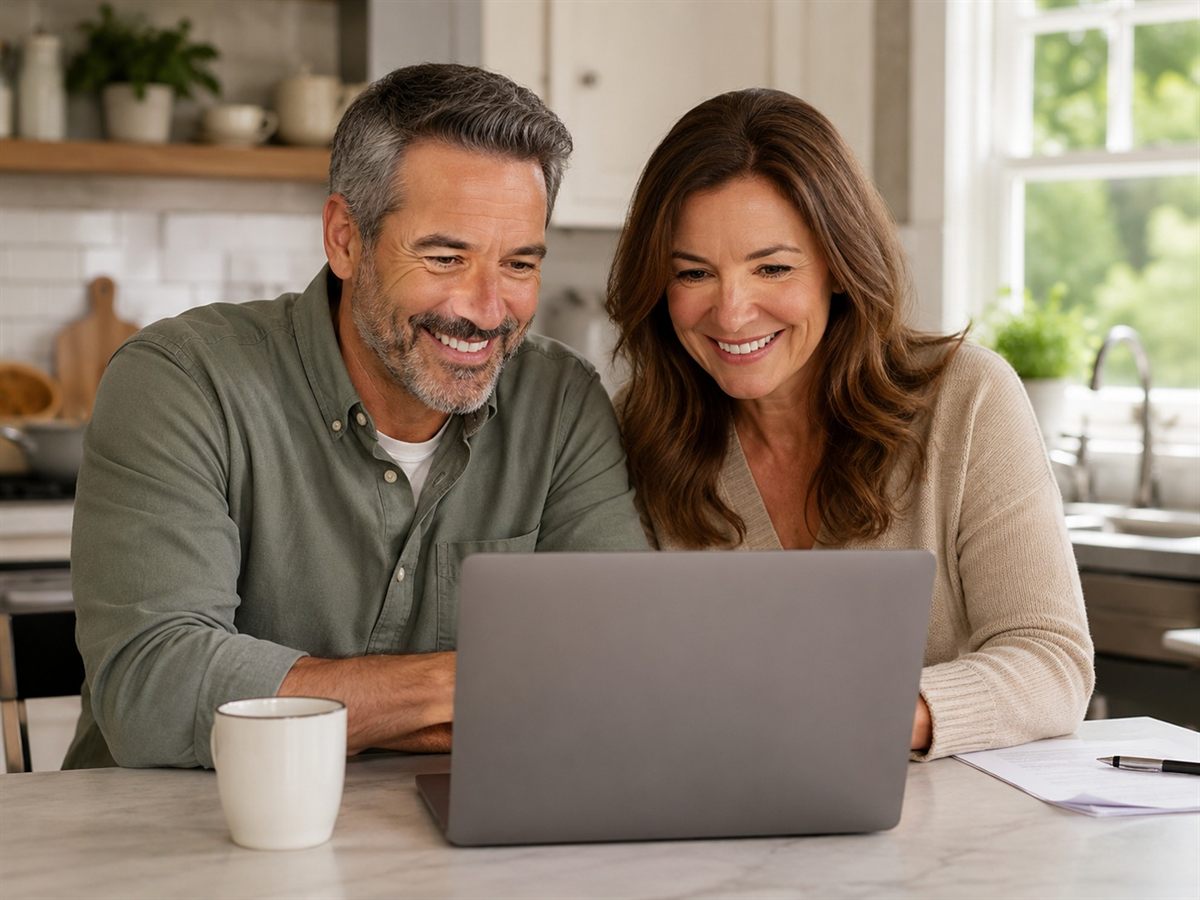 A couple in their fifties at home
